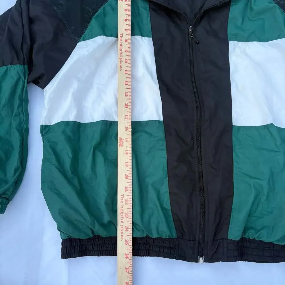 MacGregor Vintage 90s Colorblock Full Zip Windbreaker Jacket XL Green Black